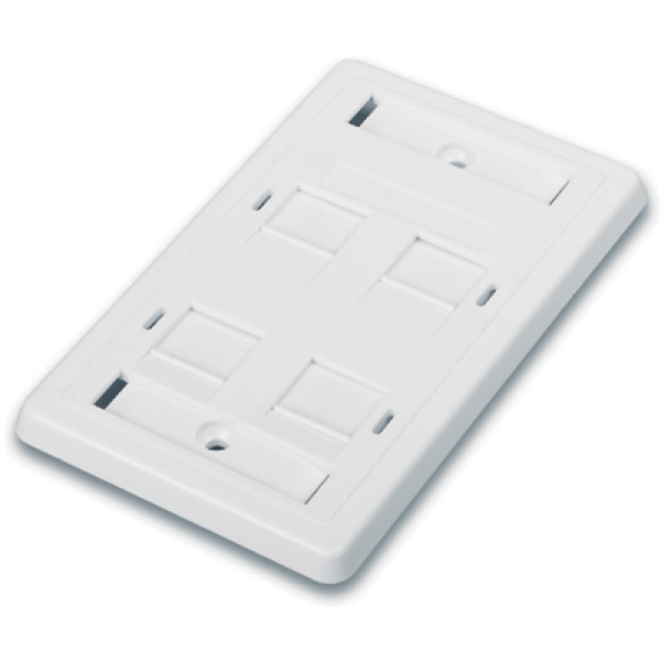 Hyperline FP-US-4-WH Лицевая панель 70x115 мм для 4-х вставок типа Keystone Jack, американский стандарт, со шторкамиЛицевые панели, американский стандарт