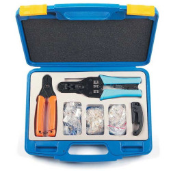 Hyperline HL-NTK130 Набор инструментов (инструмент обжимной для RJ-45/12/11, обрезка, зачистка, 30х8P8C, 40x6P6C, 50x4P4C)