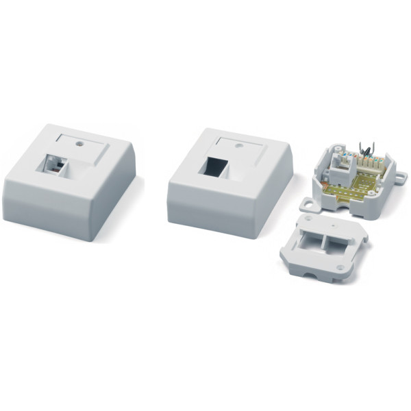 Hyperline SB-GTS1-8P8C-C6-WH Розетка RJ-45, одинарная, категория 6, настеннаяРозетки RJ-45 для настенного монтажа, категория 6, немецкий стандарт