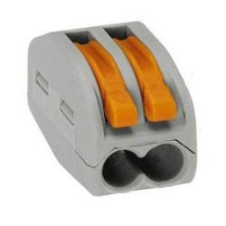 WAGO 222-412 Клемма соединительная 2-проводная, сечением 0.08-4.0 мм2, с нажимным рычагом, с боковым подключением, цвет серый