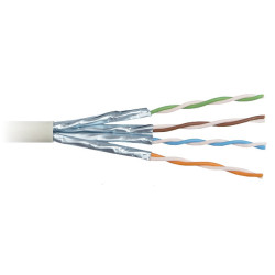 Hyperline UFTP4-C6A-S23-IN-PVC-GY-500 (UFTP4-C6A-S23-IN-FRPVC-500) (USTP4-C6a-SOLID-INDOOR-500) (500 м) Кабель витая пара U/FTP, кат.6a(10GBE), 4пары(23AWG), одножил.(solid), каждая пара в экране, без общего экрана, для исп. в неэкран.системах, PVC, ..