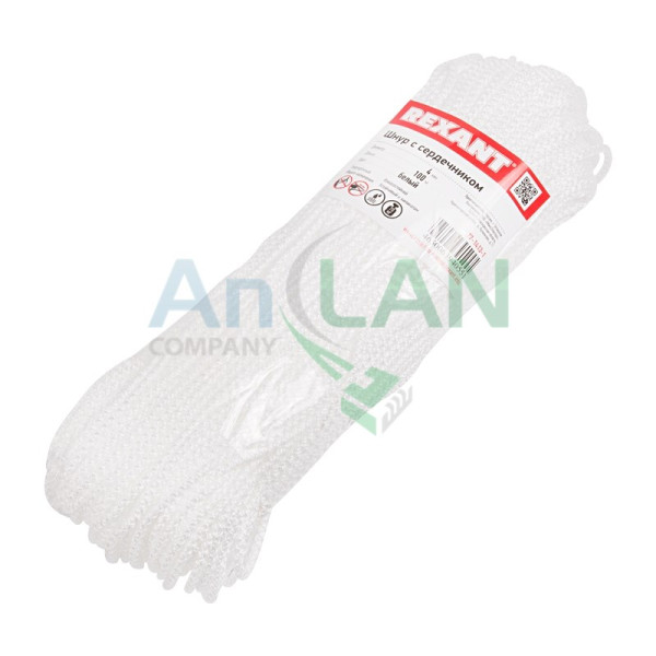 REXANT 77-1413-1 Шнур с сердечником 4мм 100м (белый)
