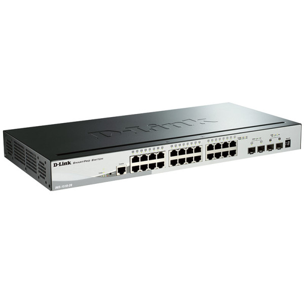 D-Link DGS-1510-28/A1A Управляемый стекируемый коммутатор SmartPro с 24 портами 10/100/1000Base-T, 2 портами 1000Base-X SFP и 2 портами 10GBase-X SFP+