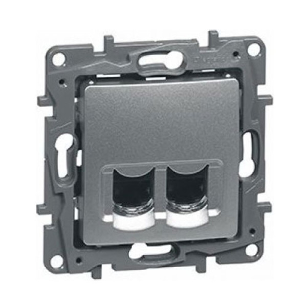 LEGRAND 672452 Модуль розетки двойной RJ11+RJ45, категория 5 UTP, алюминий, ETIKA