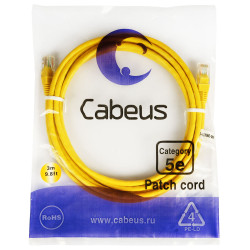 Cabeus PC-UTP-RJ45-Cat.5e-3m-YL Патч-корд UTP, категория 5e, 3 м, неэкранированный, желтый
