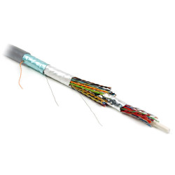 Hyperline FUTP25-C5-S24-IN-PVC-GY (FTP25-C5-SOLID-INDOOR) Кабель витая пара, экранированная F/UTP, категория 5, 25 пар (24 AWG), одножильный (solid), экран - фольга (2 слоя), центральный силовой элемент, PVC, -5°С - +50°С, серыйКабель витая пара эк..
