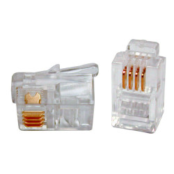 Hyperline PLUG-4P4C-P-C2-100 Телефонный разъем RJ-11(4P4C) (3 µ