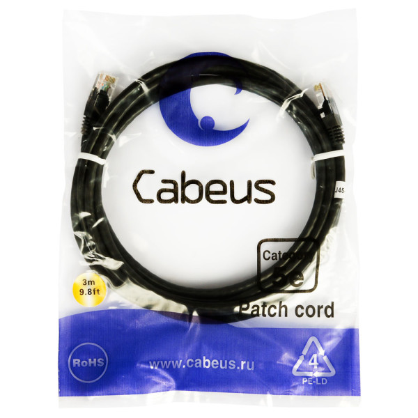 Купить Cabeus PC-UTP-RJ45-Cat.5e-3m-BK Патч-корд UTP, категория 5e, 3 м, неэкранированный, черный Cabeus PC-UTP-RJ45-Cat.5e-3m-BK Патч-корд UTP, категория 5e, 3 м, неэкранированный, черный