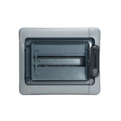 LEGRAND 601974 PLEXO Шкаф настенный 1ряд, 4 модуля, с темно-серой дверцей, с клеммными колодками, IP 65, светло-серый