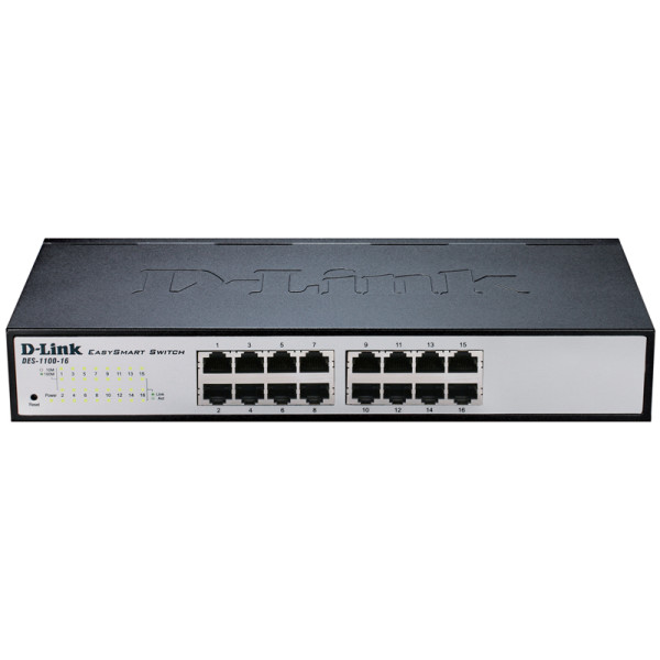 D-Link DES-1100-16/A2A Настраиваемый компактный коммутатор EasySmart с 16 портами 10/100Base-TX