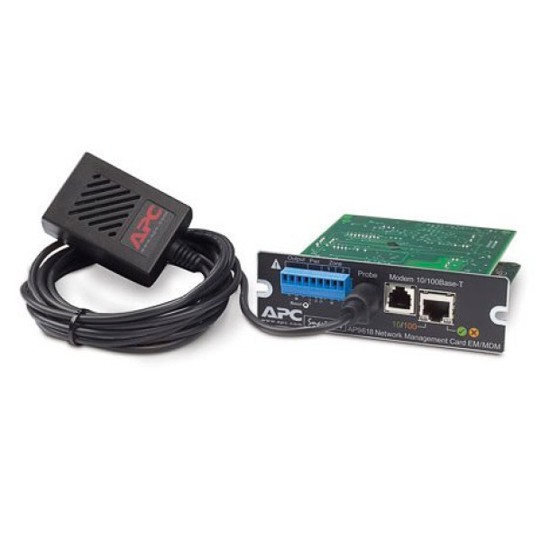 APC AP9618 Сетевая карта для удаленного управления и контроля состояния ИБП APC с мониторингом окружающей среды и встроенным аналоговым модемом, с изолированными контактами и функцией автоматического определения скорости, 10/100BaseT