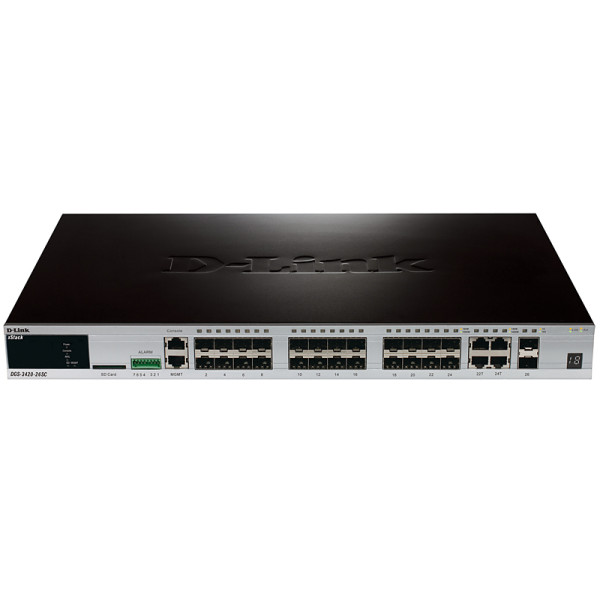 Купить D-Link DGS-3420-26SC/A2A/B1A Управляемый стекируемый коммутатор уровня 2+ с 20 портами 100/1000Base-X SFP, 4 комбо-портами 100/1000Base-T/SFP и 2 портами 10GBase-X SFP+ D-Link DGS-3420-26SC/A2A/B1A Управляемый стекируемый коммутатор уровня 2+ с 20 портами 100/1000Base-X SFP, 4 комбо-портами 100/1000Base-T/SFP и 2 портами 10GBase-X SFP+