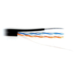 Hyperline UUTP2-C5-S24-SW-OUT-PE-BK-500 (UTP2-C5E-SOLID-SW-OUTDOOR-40-500) (500 м) Кабель витая пара, неэкранированная U/UTP, категория 5, 2 пары (24 AWG), одножильный (solid), с металлическим тросом, внешний, PE, -40°C– +60°C, черный