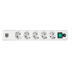 Гарнизон EHW-6-USB Сетевой фильтр, 1.8 м, 5 евророзеток и 2 USB 2A, белый