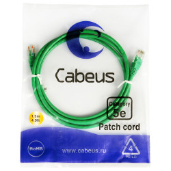 Cabeus PC-UTP-RJ45-Cat.5e-1.5m-GN Патч-корд UTP, категория 5е, 1.5 м, неэкранированный, зеленый