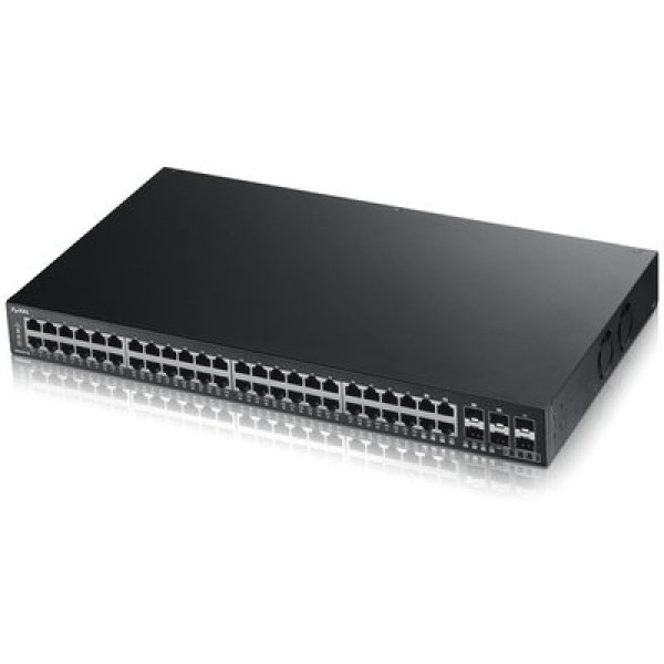 ZyXEL XGS1910-48 Интеллектуальный коммутатор Gigabit Ethernet с 48 разъемами RJ-45 из которых 4 совмещены с SFP-слотами и 4 слотами 10G SFP+