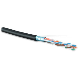 Hyperline FUTP4-C5E-S24-OUT-LSZH-BK-500 (500 м) Кабель витая пара F/UTP, категория 5e, 4 пары(24 AWG), одножильн.(solid), экран-фольга, внешний, LSZH нг(С)-HF, -40°C-+75°С, черный-гарантия: 15 лет компонентная