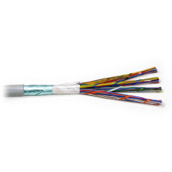 Hyperline FUTP100-C3-S24-IN-PVC-GY (FTP100-C3-SOLID-INDOOR) Кабель витая пара, экранированная F/UTP, категория 3, 100 пар (24 AWG), одножильный (solid), экран-фольга, PVC, -20°C - +50°C, серыйКабель экранированная витая пара (FTP), 10/25/50/100 пар..