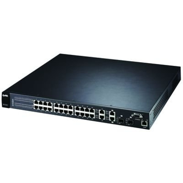 ZyXEL ES-3124PWR 24-портовый управляемый PoE-коммутатор L2+ Fast Ethernet с 4 портами Gigabit Ethernet из которых 2 совмещены с SFP-слотами