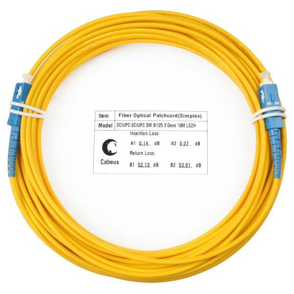 Cabeus FOP(s)-9-SC-SC-10m Шнур оптический simplex SC-SC 9/125 sm 10м LSZH