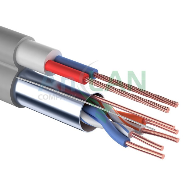 REXANT 01-4045 Мульти-кабель FTP 2PR 24AWG CAT5e + 2х0.75кв.мм., 200м., серый