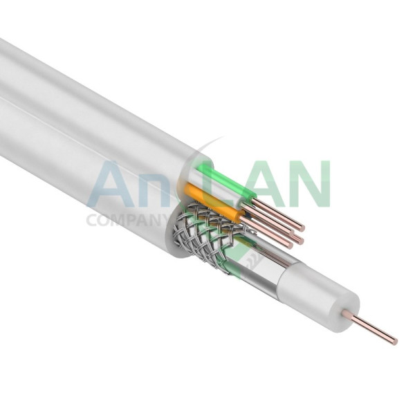 REXANT 01-4021 Кабель для видеонаблюдения ККСВ-В + 4х0.5мм., 100м., белый
