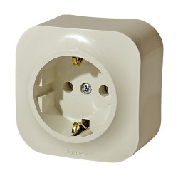 LEGRAND 782250 Розетка 2К+3, накладной монтаж, с винтовыми зажимами, со шторками, 16А, слоновая кость, Quteo