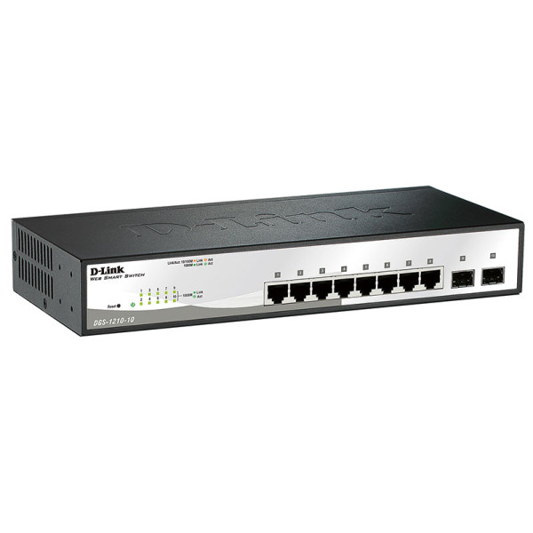 D-Link DGS-1210-10/C1A Настраиваемый коммутатор Web Smart с 8 портами 10/100/1000Base-T и 2 портами 1000Base-X SFP