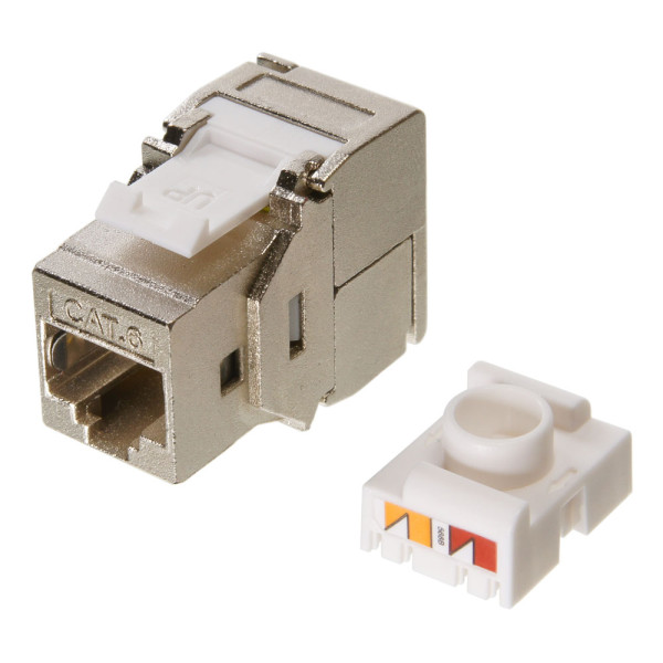 Cabeus KJ-RJ45-Cat.6-SH-180-Tooless Вставка Keystone Jack RJ-45(8P8C), 180 градусов, категория 6, экранированная, без инструмента Toolless, белая