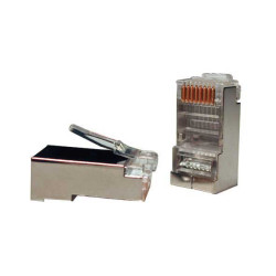 Hyperline PLUG-8P8C-U-C5-SH-100 Разъем RJ-45(8P8C) под витую пару, категория 5e (50 µ/ 50 микродюймов), экранированный, универсальный (для одножильного и многожильного кабеля) (100 шт)