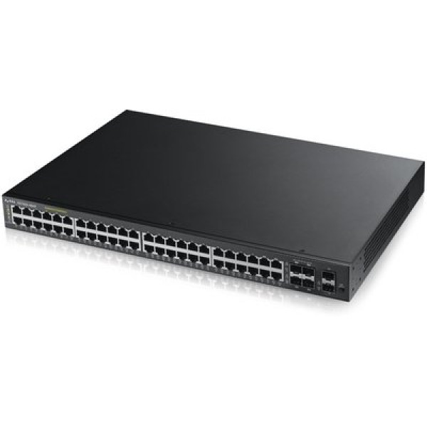 ZyXEL GS1920-48HP Интеллектуальный High Power PoE-коммутатор Gigabit Ethernet с 48 разъемами RJ-45 из которых 4 совмещены с SFP-слотами и 2 дополнительными SFP-слотами