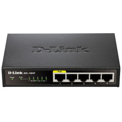 D-Link DES-1005P/A1A Неуправляемый коммутатор с 5 портами 10/100Base-TX (1 порт с поддержкой PoE)