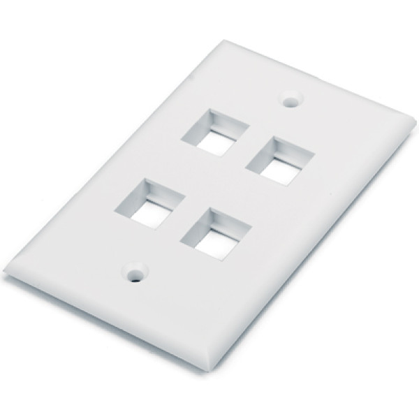 Hyperline FP-U-4-WH Лицевая панель 70x115 мм для 4-х вставок типа Keystone Jack, американский стандартЛицевые панели, американский стандарт