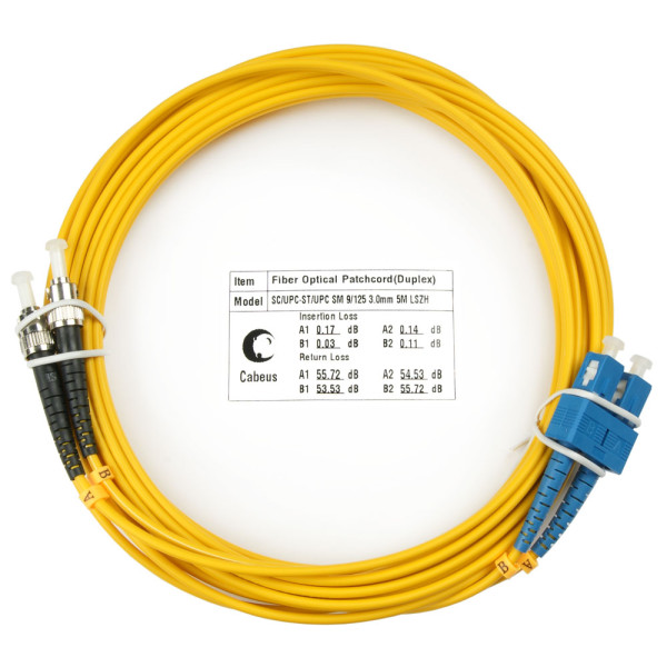 Cabeus FOP(d)-9-SC-ST-5m Шнур оптический duplex SC-ST 9/125 sm 5м LSZH