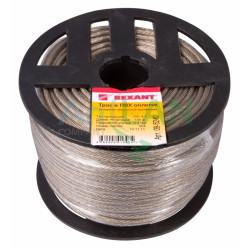REXANT 09-5240 Трос стальной в ПВХ изоляции d=4.0 мм, катушка 100 метров