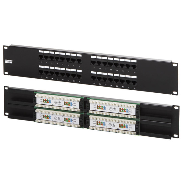 Hyperline PP2-19-32-8P8C-C5e-110D Патч-панель 19, 2U, 32 порта RJ-45, категория 5e, Dual IDC