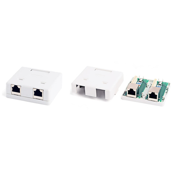 Купить Hyperline SB2-2-8P8C-C5e-SH-WH Розетка компьютерная RJ-45(8P8C), категория 5e, экранированная, двойная, внешняя, Dual IDCЭкранированные розетки RJ-45, категория 5е, тип 2 Hyperline SB2-2-8P8C-C5e-SH-WH Розетка компьютерная RJ-45(8P8C), категория 5e, экранированная, двойная, внешняя, Dual IDCЭкранированные розетки RJ-45, категория 5е, тип 2