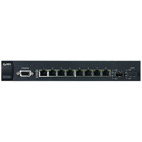 ZyXEL ES-2108-LC 8-портовый управляемый коммутатор Fast Ethernet с SFP-слотом и многомодовым оптическим портом 100BASE-FX на расстояние до 2 км