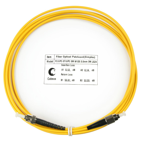 Cabeus FOP(s)-9-FC-ST-3m Шнур оптический simplex FC-ST 9/125 sm 3м LSZH