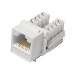 Hyperline KJ2-8P8C-C5e-90-WH Вставка Keystone Jack RJ-45(8P8C), категория 5e, Dual IDC, белаяМодуль Keystone Jack RJ-45 категория 5е, вертикальная заделка