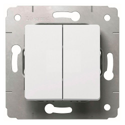 LEGRAND 773658 Выключатель 2-клавишный, 10АХ, 250В, белый, Cariva