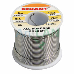REXANT 09-3413 Припой с канифолью 1000 гр.d=1.0 мм (Sn60 Pb40 Flux 2.2%)