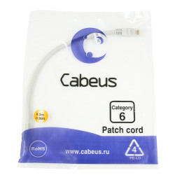 Cabeus PC-UTP-RJ45-Cat.6-0.3m Патч-корд UTP, категория 6, 0.3 м, неэкранированный, серый