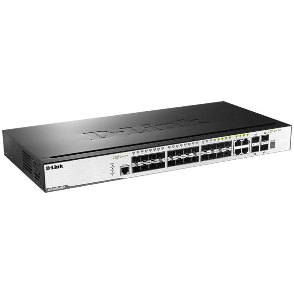D-Link DGS-3000-28SC/A1A Управляемый стекируемый коммутатор 2 уровня с 20 портами 100/1000Base-X SFP, 4 комбо-портами 10/100/1000Base-T/SFP и 4 портами 10GBase-X SFP+
