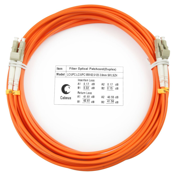 Cabeus FOP-62-LC-LC-5m Шнур оптический duplex LC-LC 62,5/125 mm 5м LSZH