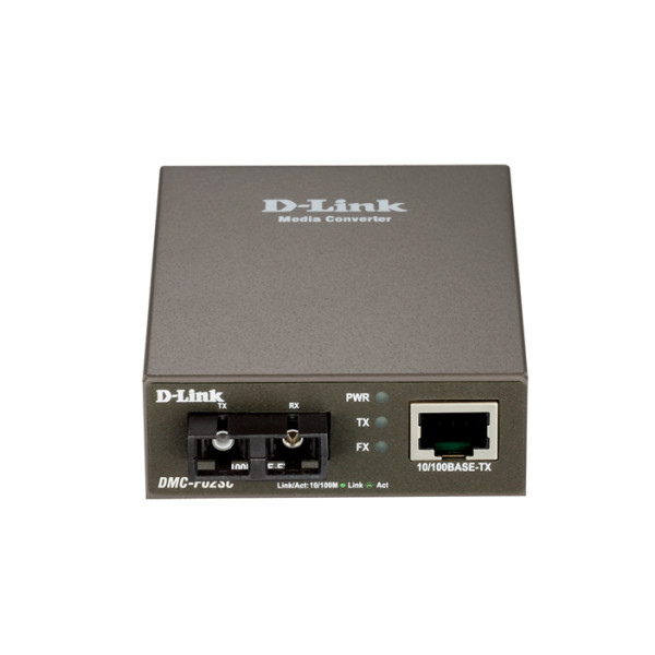 D-Link DMC-F02SC Медиаконвертер с 1 портом 10/100Base-TX и 1 портом 100Base-FX с разъемом SC для многомодового оптического кабеля (до 2 км)