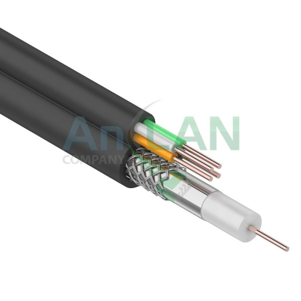 REXANT 01-4022 Кабель для видеонаблюдения ККСВ-П + 4х0.5мм., 100м., черный