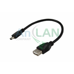 REXANT 18-1132-2 Шнур mini USB (male) - USB-A (female) 0.2M черный