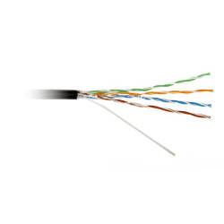 Hyperline UUTP4-C5E-S24-OUT-PE-BK-100 (100 м) Кабель витая пара, неэкранированный U/UTP, категория 5e, 4 пары (24 AWG), одножильный(solid), внешний, PE, -40°C - +60°C, черный - гарантия: 15 лет компонентная
