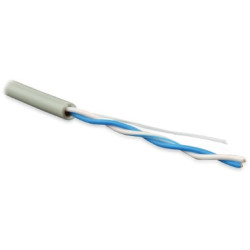 Hyperline UUTP1-C5-S24-IN-PVC-GY-500 (UTP1-C5E-SOLID-GY-500) (500 м) Кабель витая пара, неэкранированная U/UTP, категория 5, 1 пара (24 AWG), одножильный (solid), PVC, –20°C – +75°C, серый